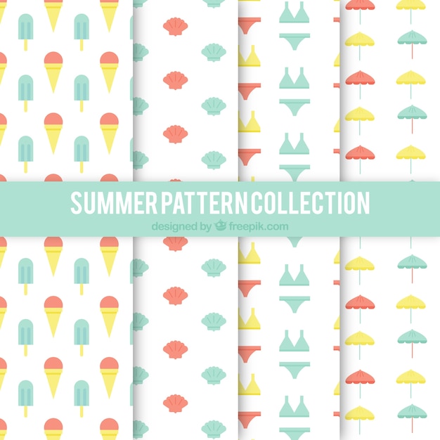 Set of summer decorative patterns in pastel color