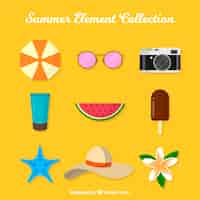 Free vector set of summer elements