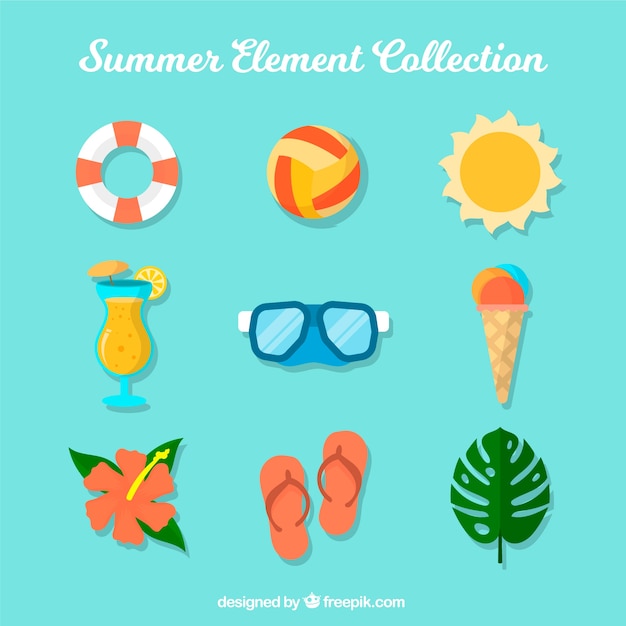 Set of summer elements
