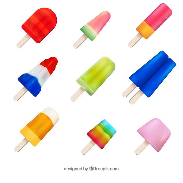 set of summer ice creams with different colors