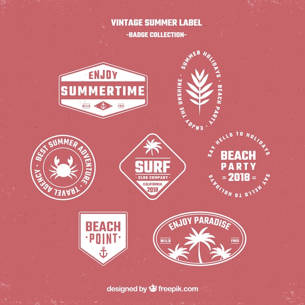 Free vector set of summer labels in flat style