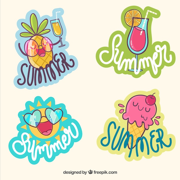 Set of summer labels with beach elements 