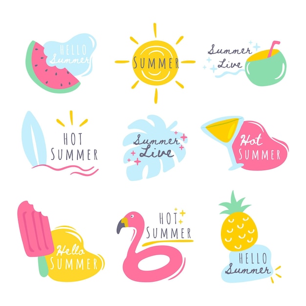 Set of summer labels