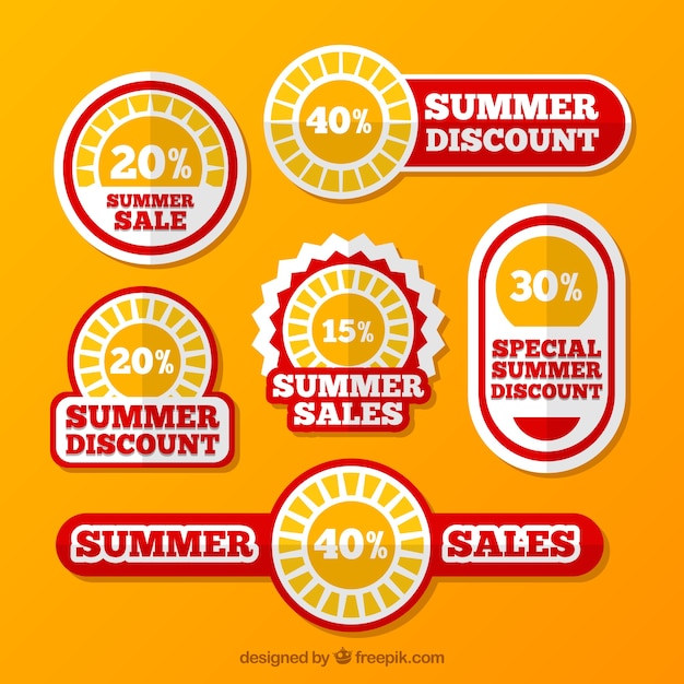 Free vector set of summer offers stickers