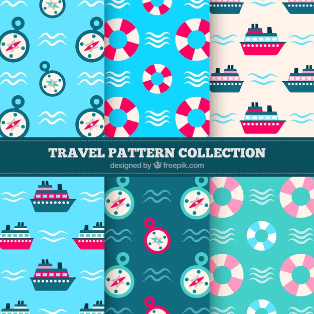 Free vector set of summer patterns in flat design