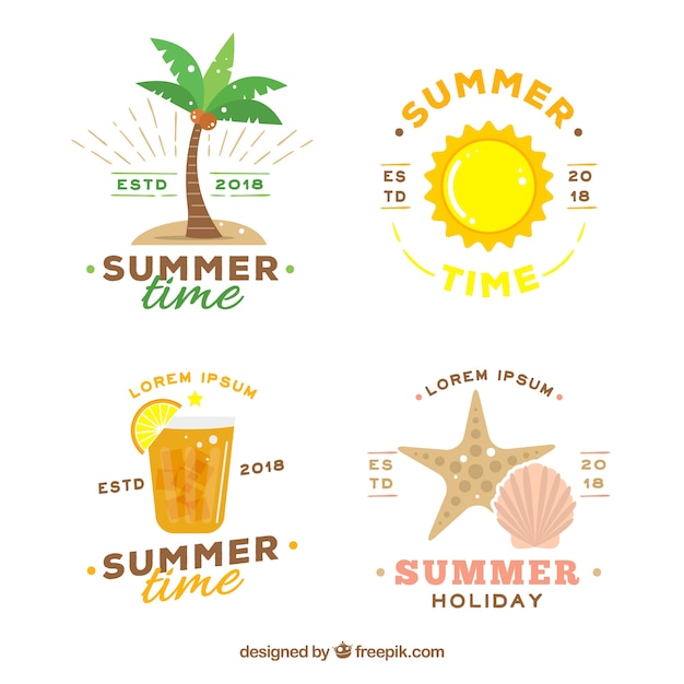 Set of summer sale labels with beach elements