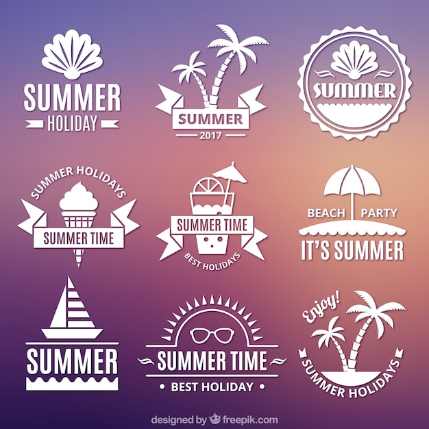 Set of summer stickers in vintage style