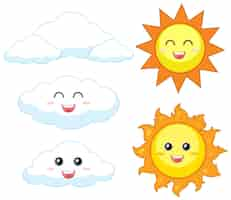 Free vector set of sun and cloud