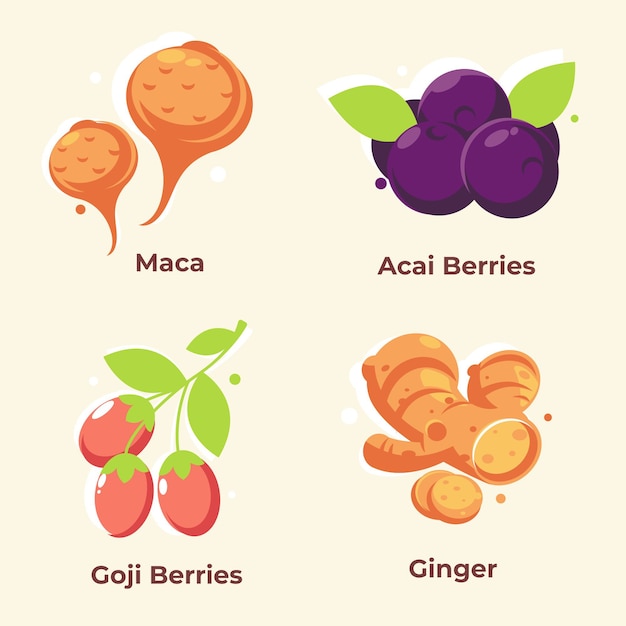 Free vector set of super food for a healthy lifestyle