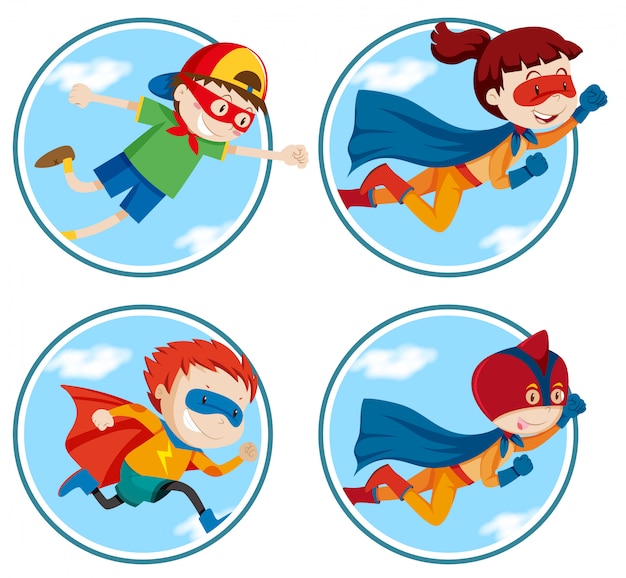 Free vector set of super hero