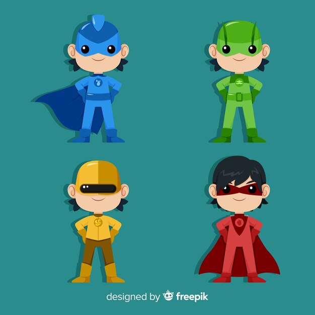 Set of superhero kids