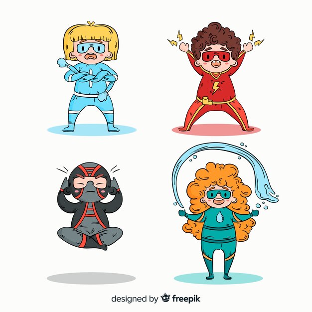 Set of superhero kids