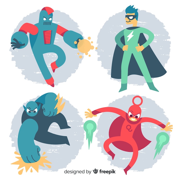 Free Vector set of superheroes