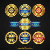 Free vector set of supreme quality golden stickers