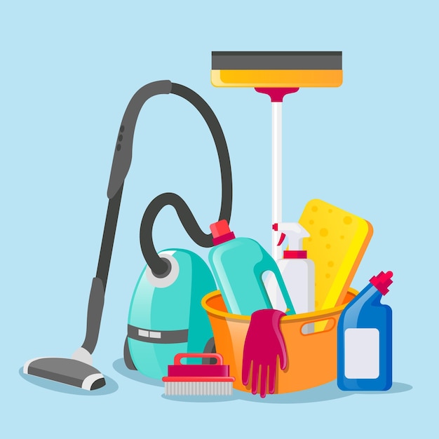 Free vector set of surface cleaning products