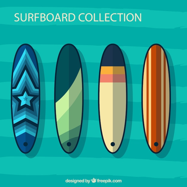 Set of surfboards in abstract design 