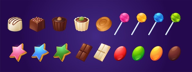 Free vector set of sweets and bakery desserts, assortment