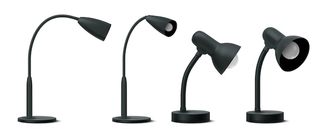 Free vector set of table 3d lamps for work and illumination