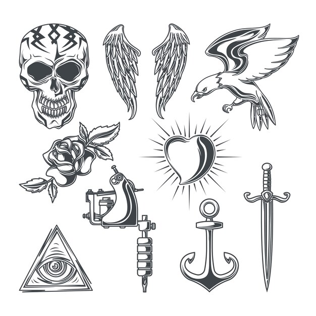 Set of tattoo elements