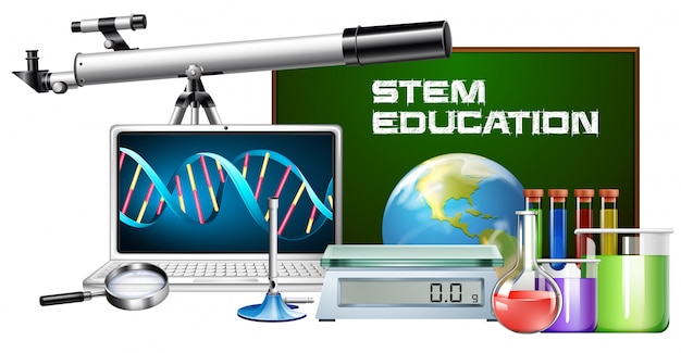 Set of technology object stem education