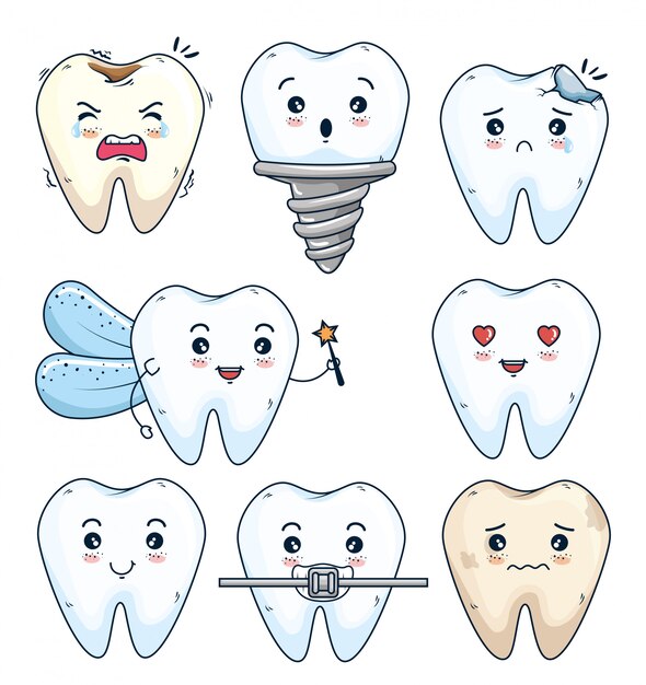 Set Teeth Treatment And Hygiene With Prosthesis