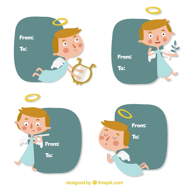 Free Vector set of text boxes with enjoyable angels