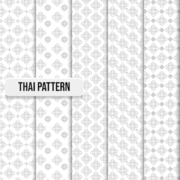 Set of Thai pattern traditional abstract concept illustration