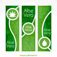 Free vector set of three aloe vera banners