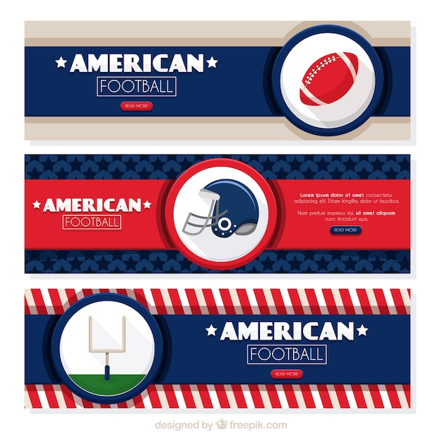 Free vector set of three american football banners