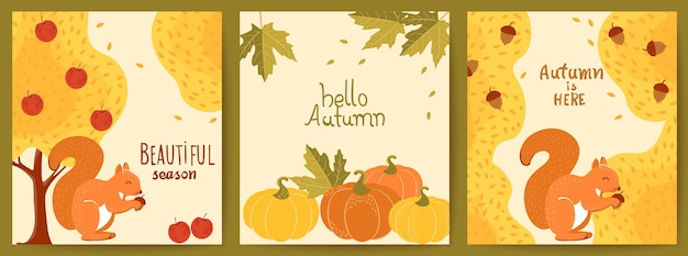 Set of three autumnal cards