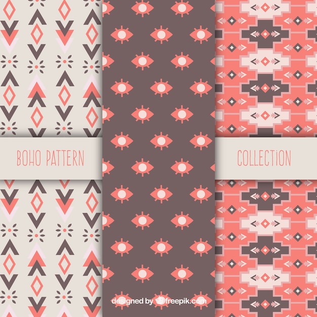 Set of three boho patterns in flat design