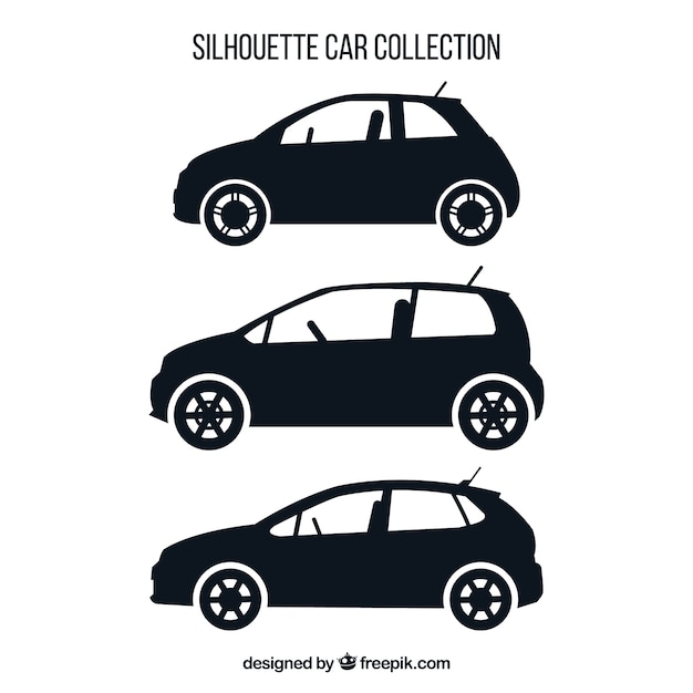 Set of three car silhouettes
