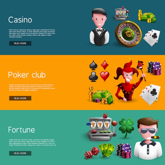 Vettore gratuito set di tre banner di casinò