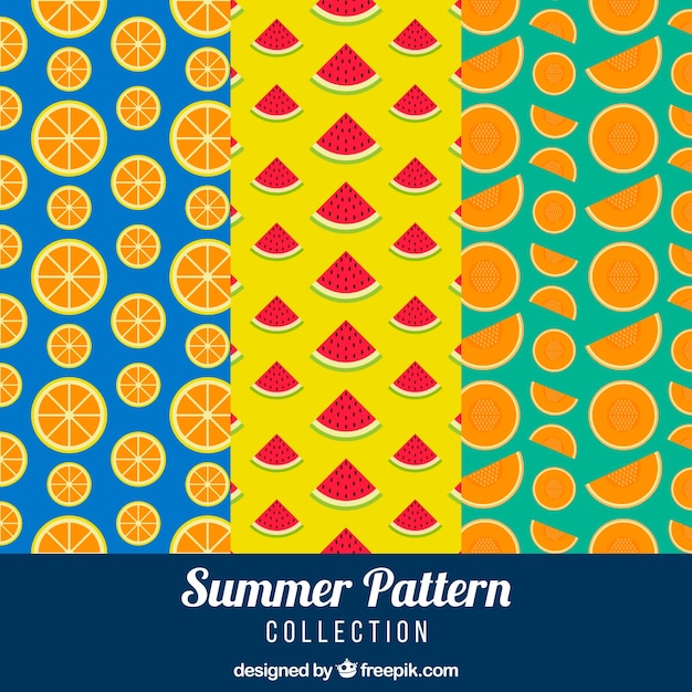 Free vector set of three colorful fruit patterns