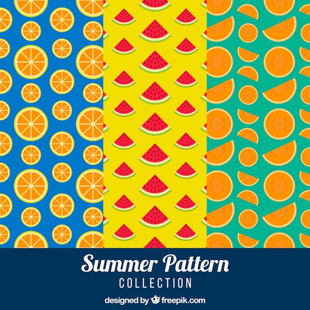 Set of three colorful fruit patterns