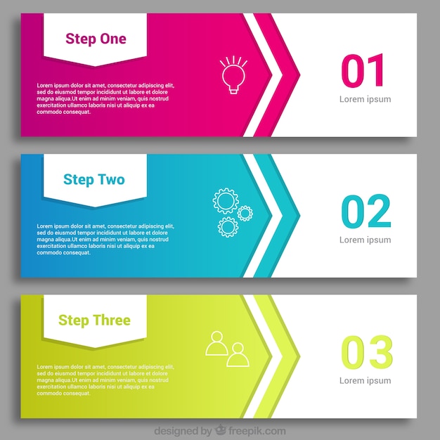 Free vector set of three colorful infographic banners