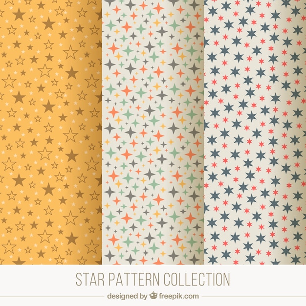 Free vector set of three decorative patterns with stars