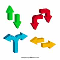 Free vector set of three-dimensional color arrows