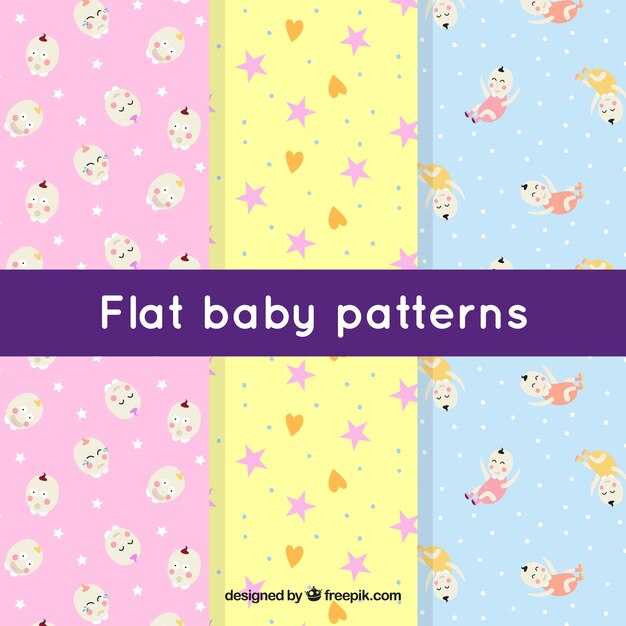 Set of three flat baby patterns