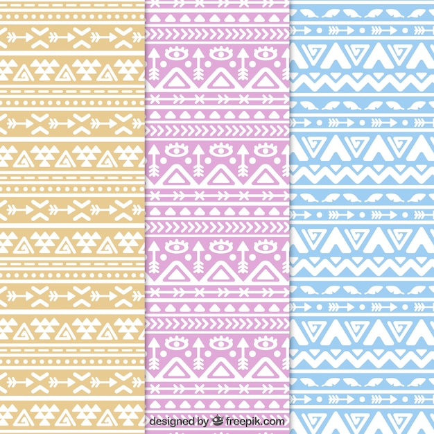 Set of three flat patterns with abstract shapes