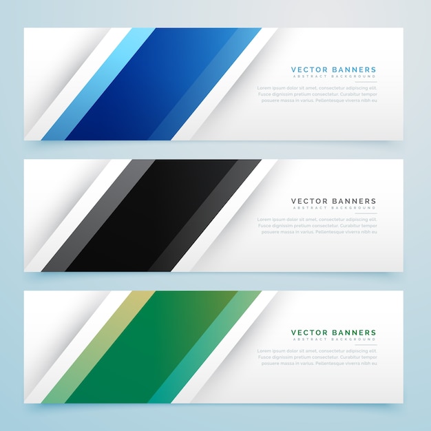 Free vector set of three geometric banners