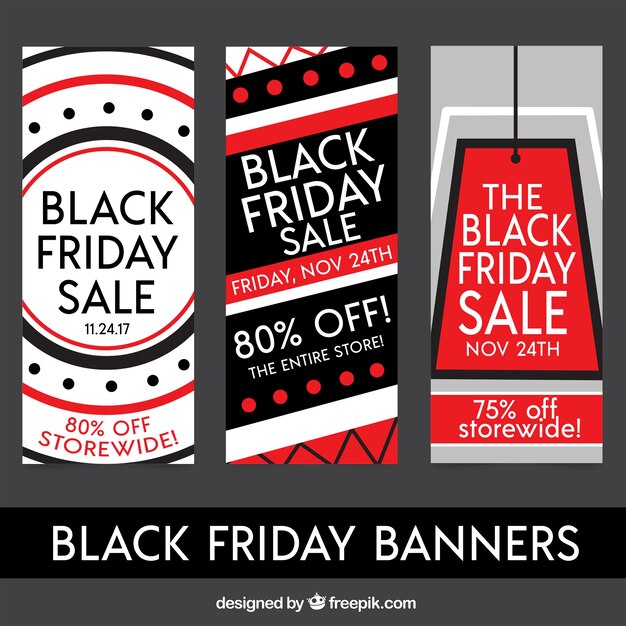 Set of three geometrical banners for black friday