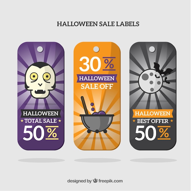 Set of three halloween deals stickers