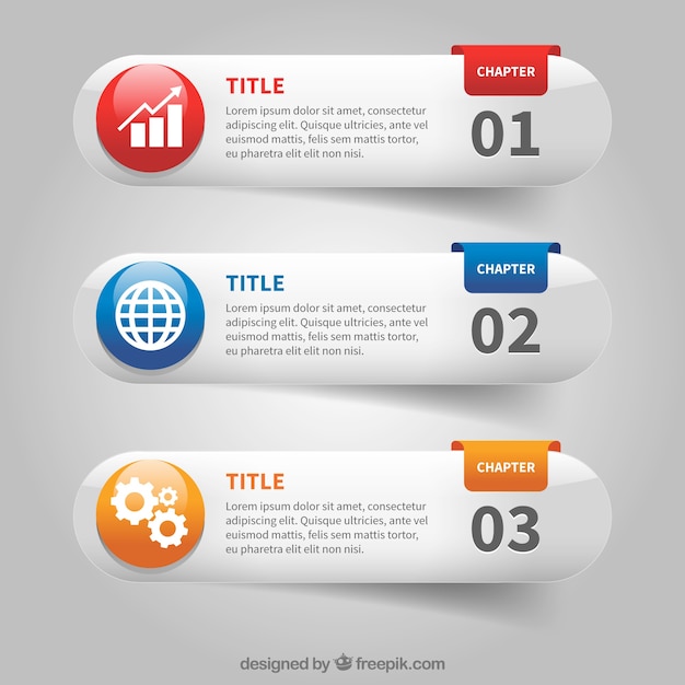 Set of three infographic banners with color details