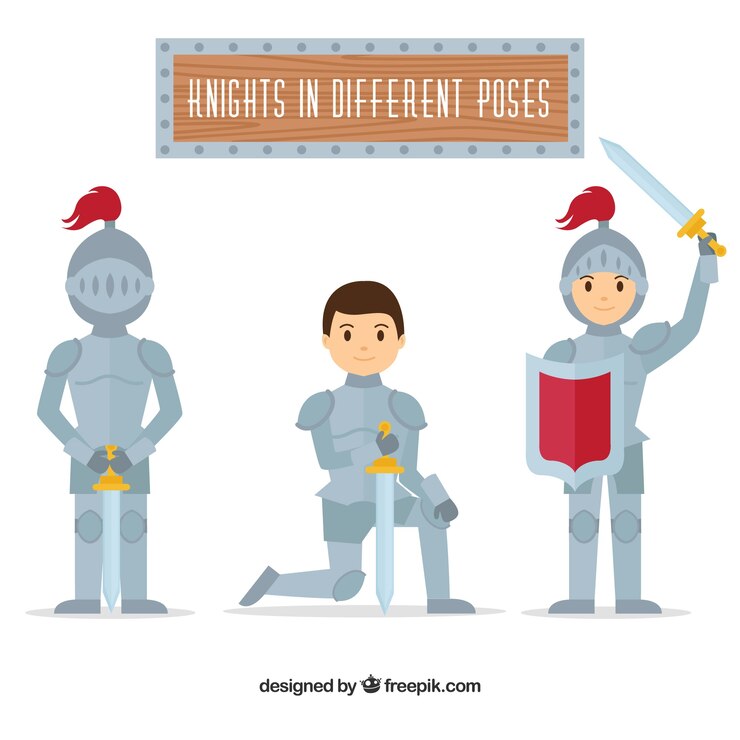 Free Vector set of three knight characters
