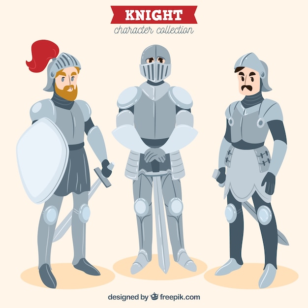 Set of three knights armor