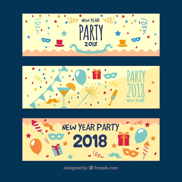 Set of three new year party banners