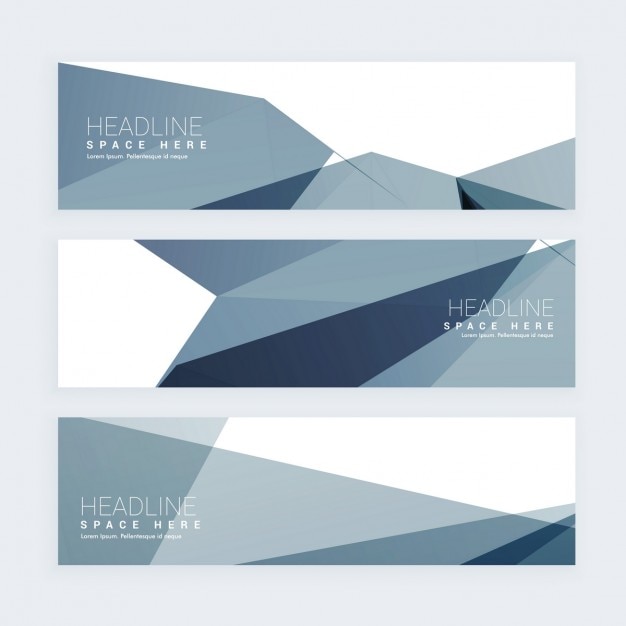 Free vector set of three polygonal banners