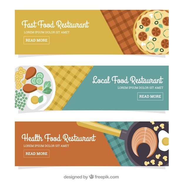 Set of three restaurant banners