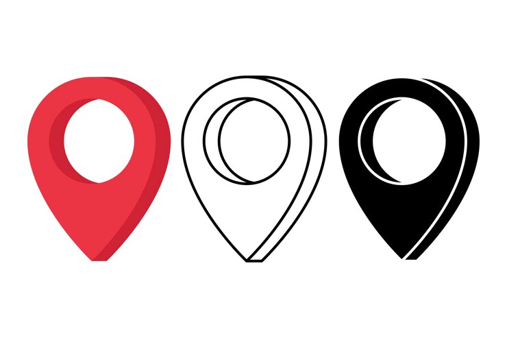 Free Vector set of three style location pins